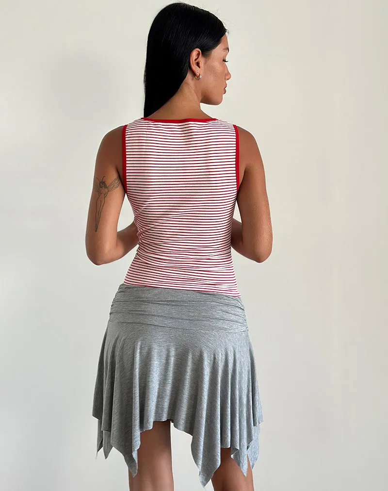 Lorde Tank Top in Red and White Stripe