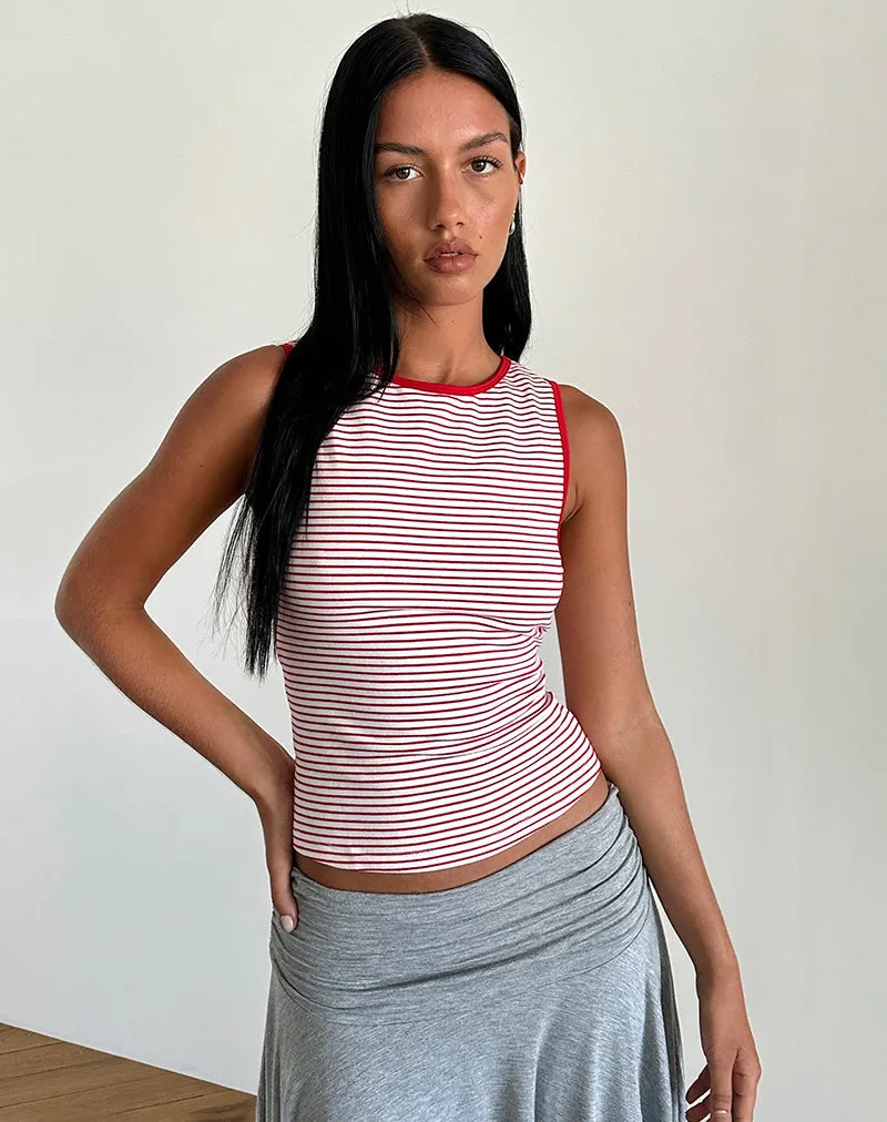 Lorde Tank Top in Red and White Stripe