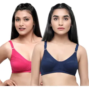 Lovable Navy and Pink Rose Non Padded Wirefree Bra Pack of 2 - ADL The 1-NAVY/P ROSE
