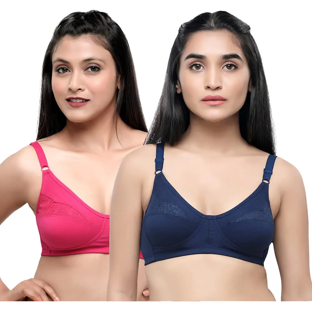 Lovable Navy and Pink Rose Non Padded Wirefree Bra Pack of 2 - ADL The 1-NAVY/P ROSE