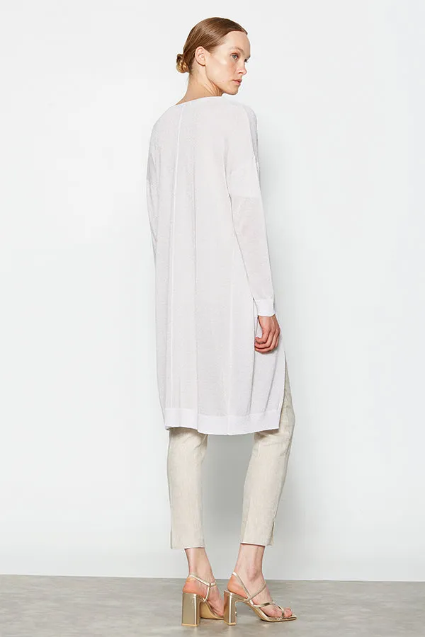 LUREX DROPPED ARMHOLES CRUDE LONG CARDIGAN