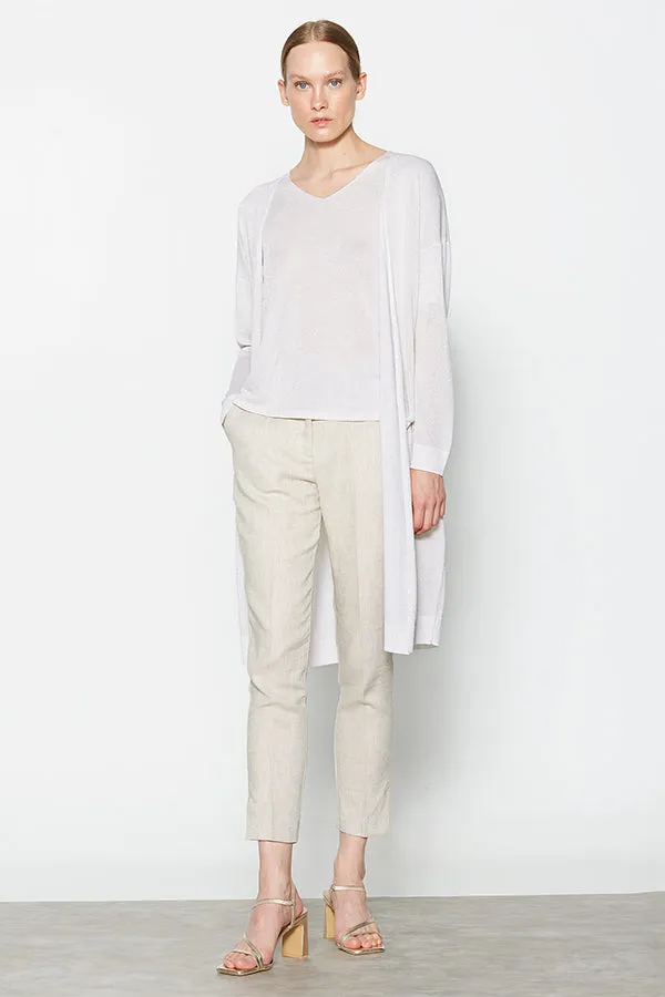 LUREX DROPPED ARMHOLES CRUDE LONG CARDIGAN