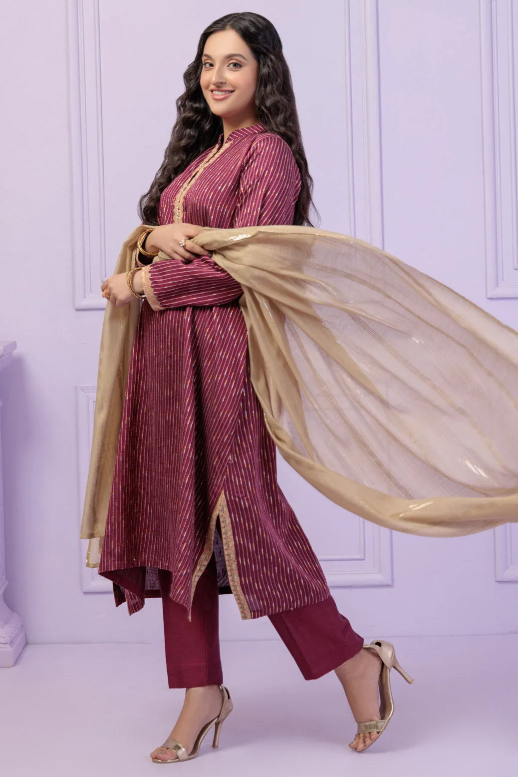 Luxury Pakistani Salwar Kameez Party Dress in Shocking Pink Shade