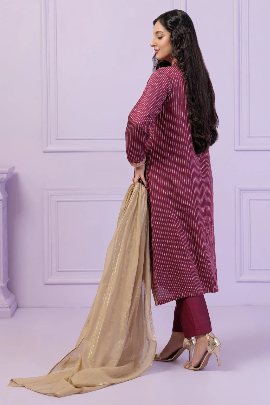Luxury Pakistani Salwar Kameez Party Dress in Shocking Pink Shade