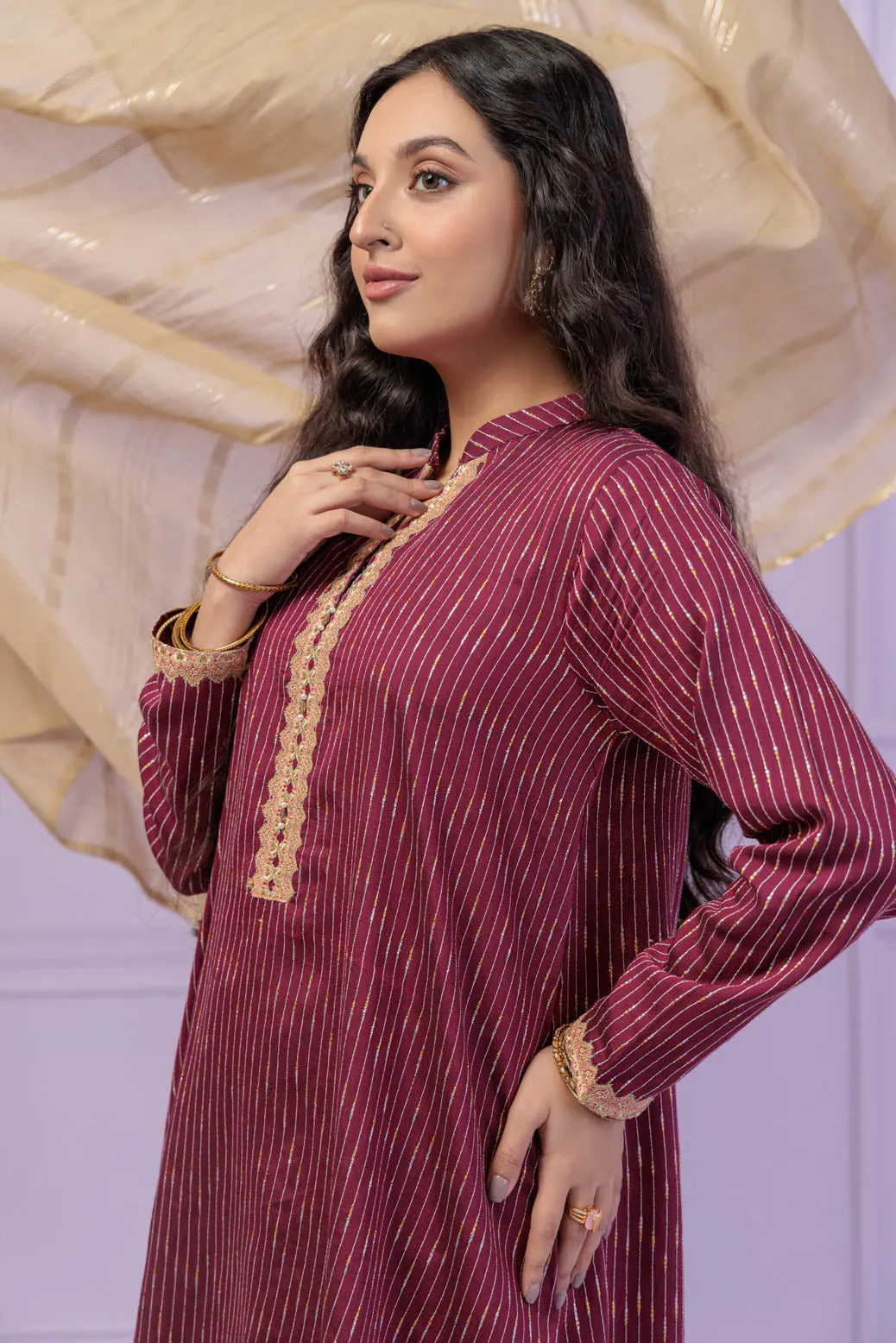 Luxury Pakistani Salwar Kameez Party Dress in Shocking Pink Shade