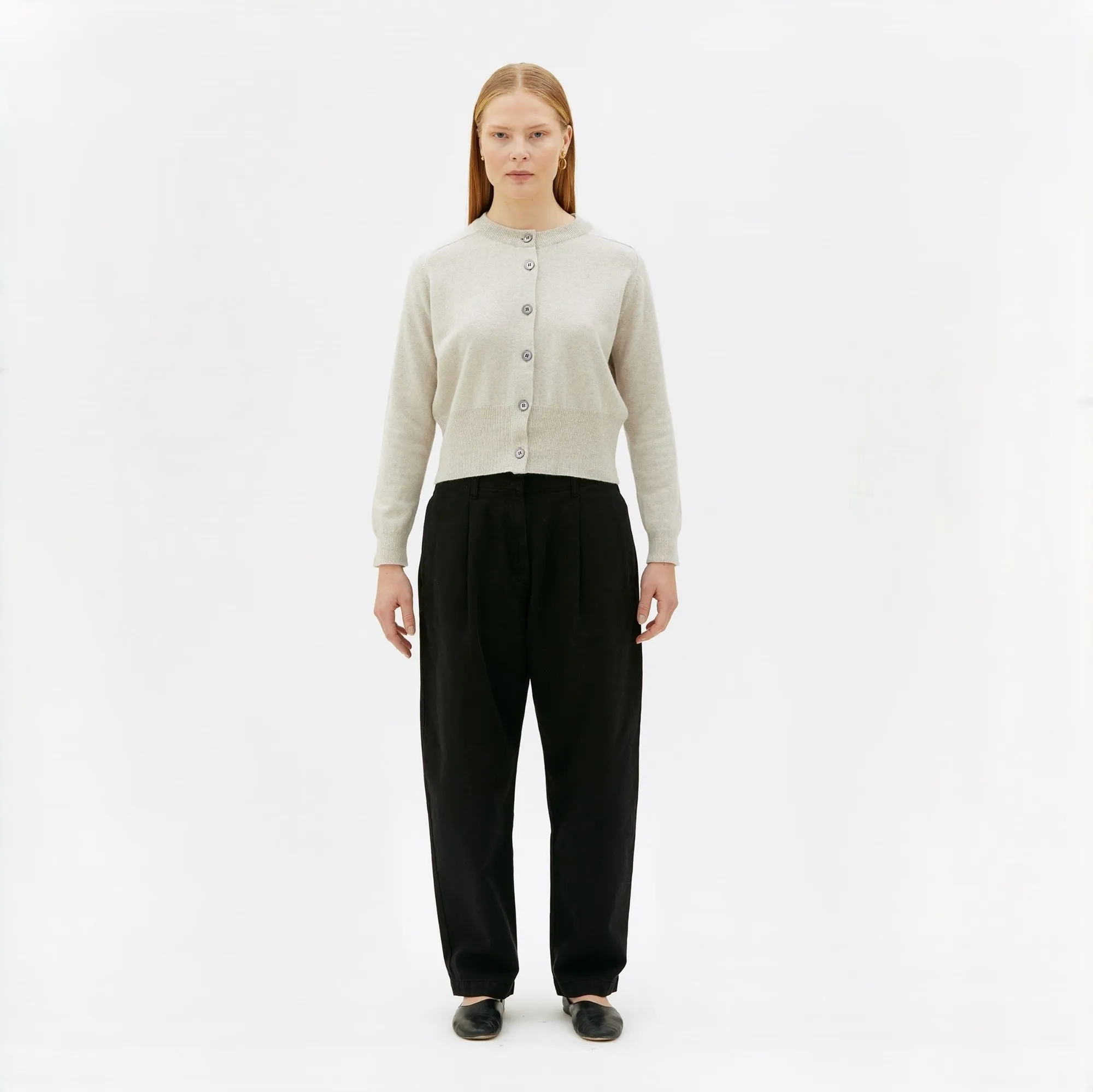 Malou Fine Knitted Wool Crewneck Cardigan