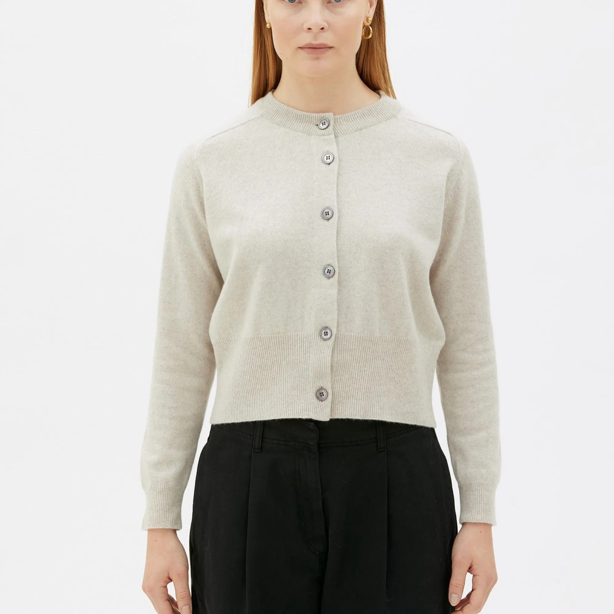 Malou Fine Knitted Wool Crewneck Cardigan