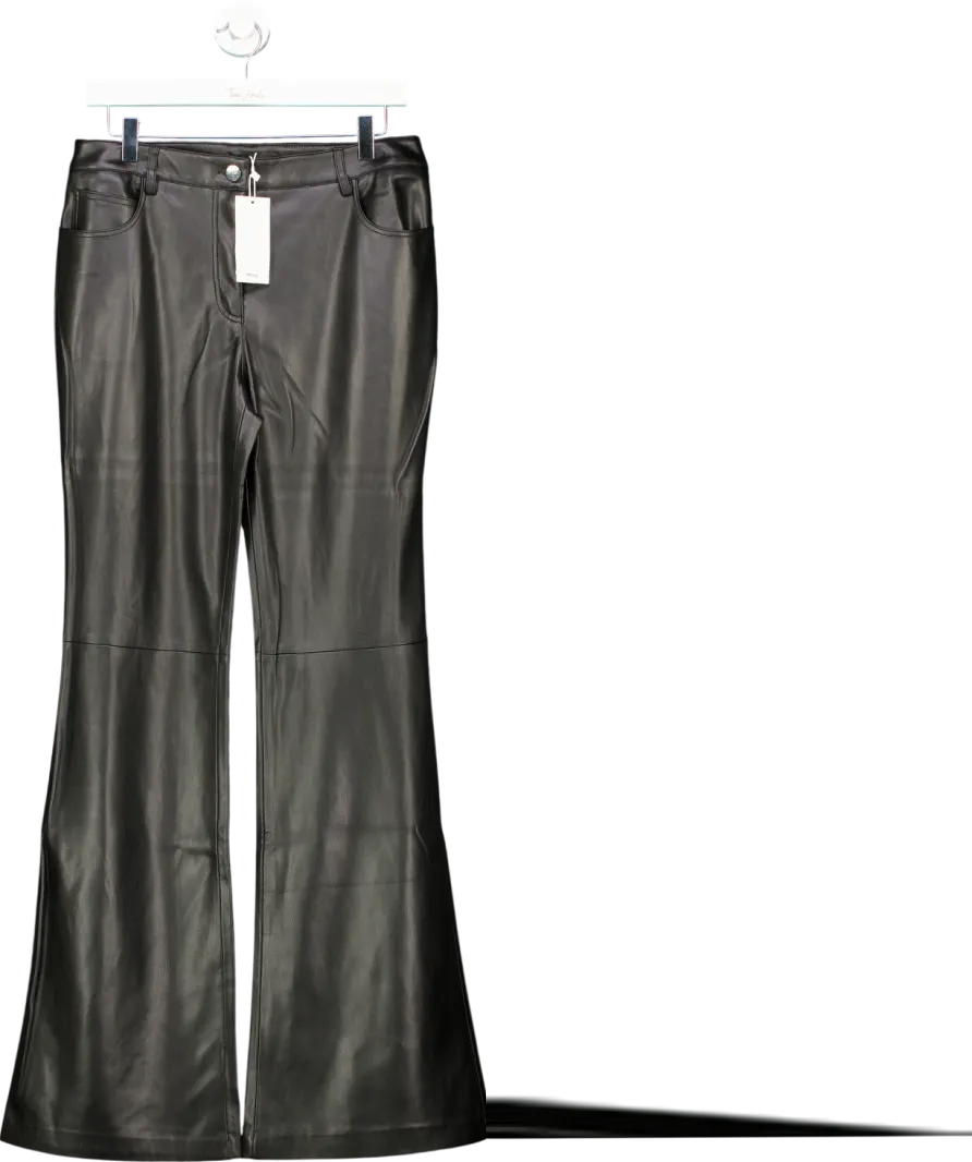 MANGO Black Leather Effect Straight Trousers UK 12
