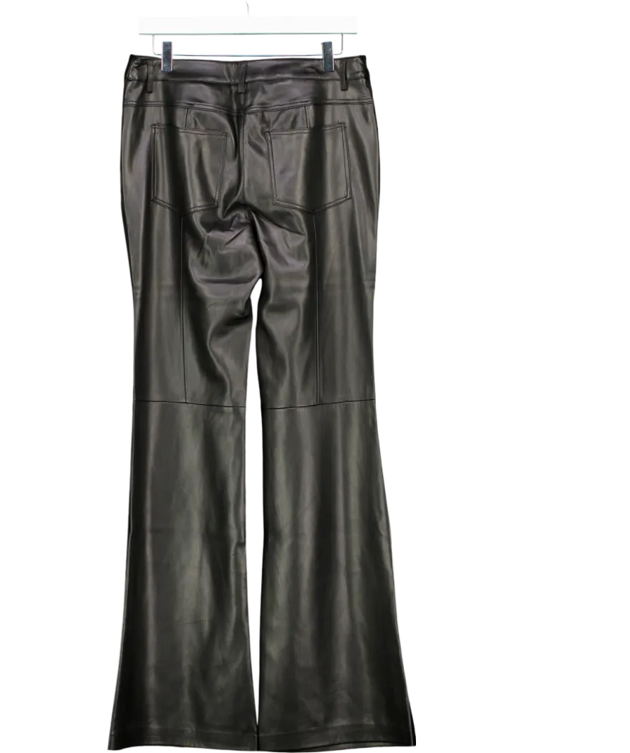 MANGO Black Leather Effect Straight Trousers UK 12