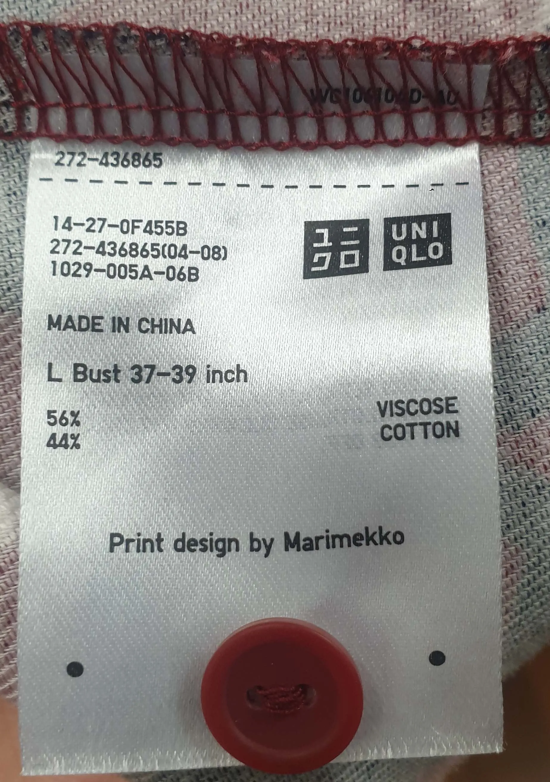 Marimekko x Uniqlo red print long sleeve shirt size L