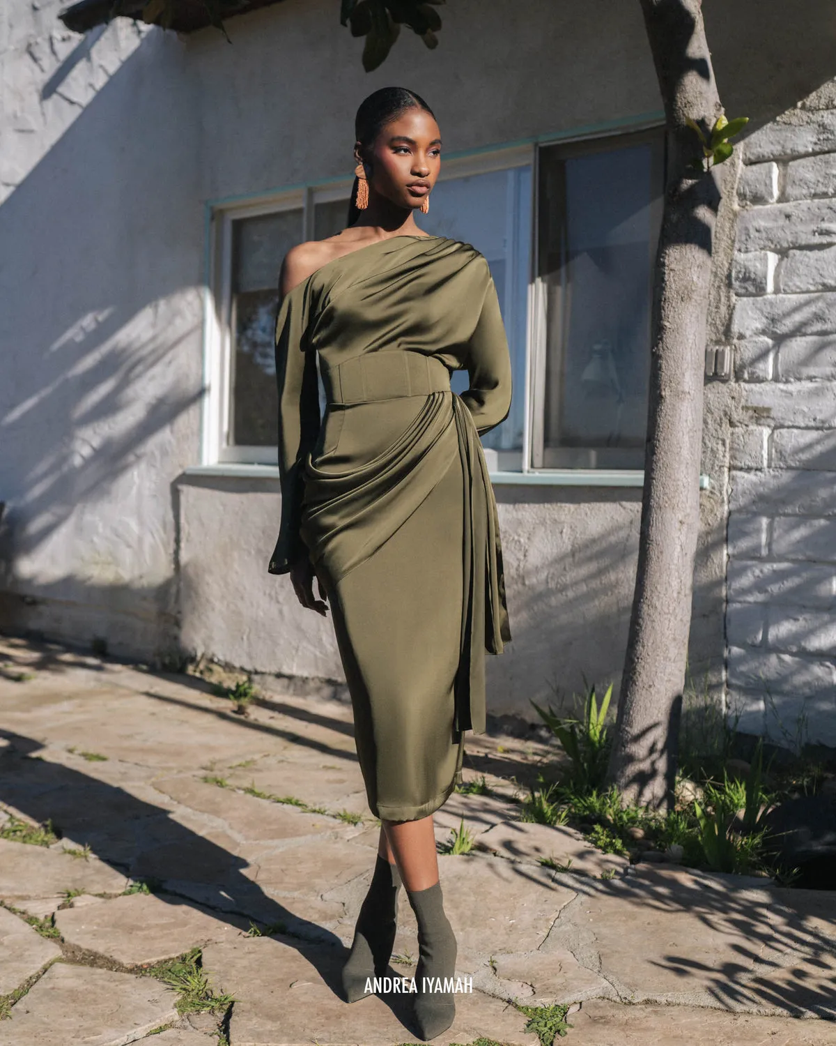 Mati Off-Shoulder Bodysuit | Olive