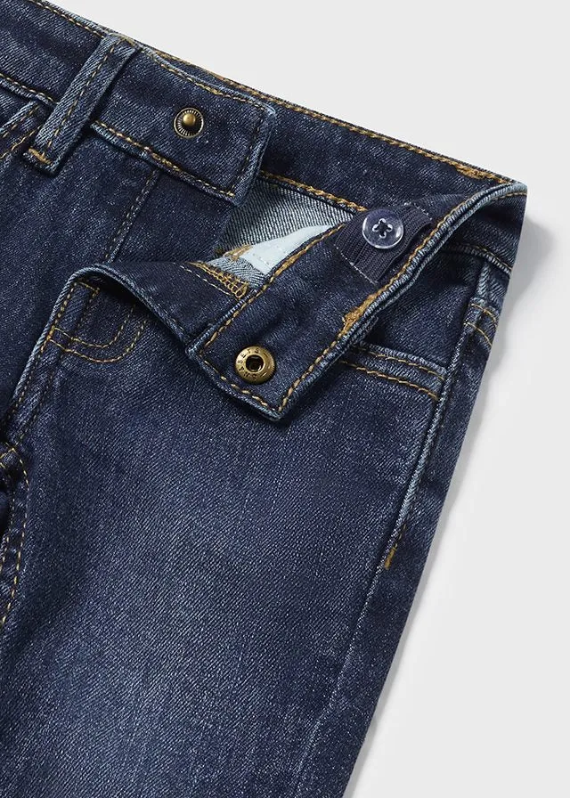 Mayoral 124 Blue Stripe Shirt, 309 Cherry Jumper and 510 Dark Slim Fit Trousers In Stock Now