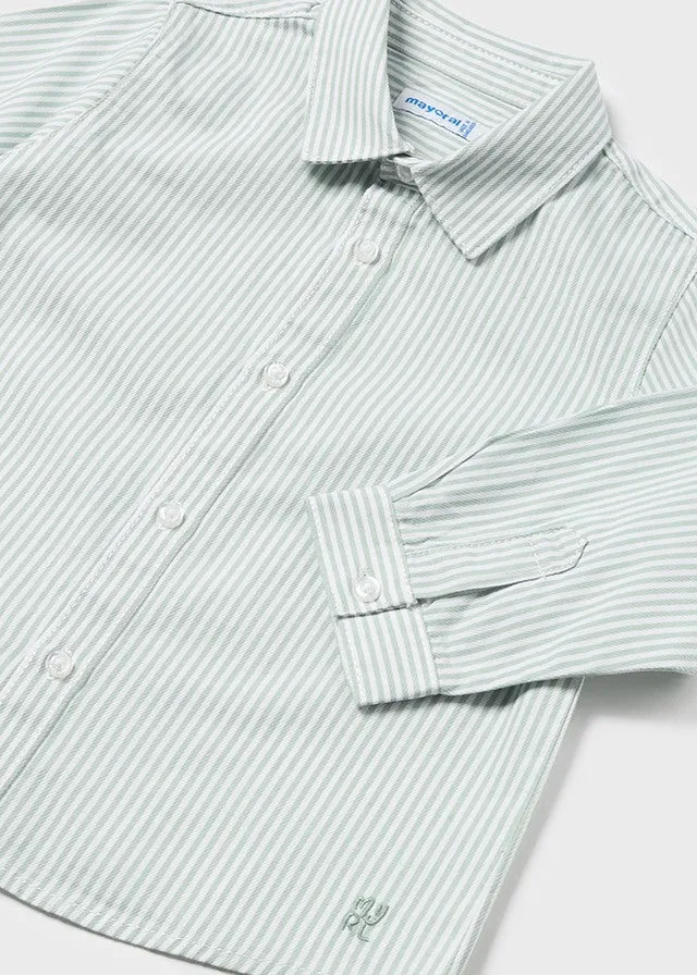 Mayoral 124 Blue Stripe Shirt, 309 Cherry Jumper and 510 Dark Slim Fit Trousers In Stock Now