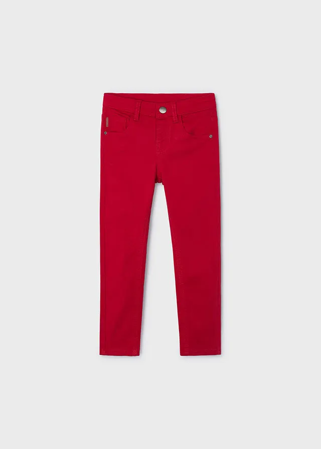 Mayoral 4110 Long Sleeve White Shirt, 4335 Jumper and 517 Red Slim Fit Trousers In Stock Now