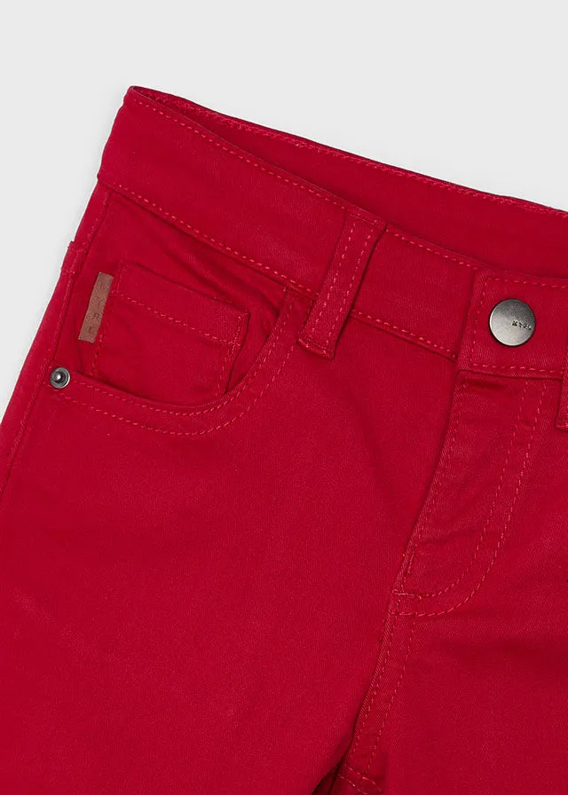 Mayoral 4110 Long Sleeve White Shirt, 4335 Jumper and 517 Red Slim Fit Trousers In Stock Now