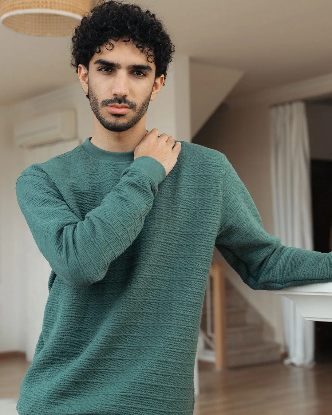 Men Jacquard Crewneck
