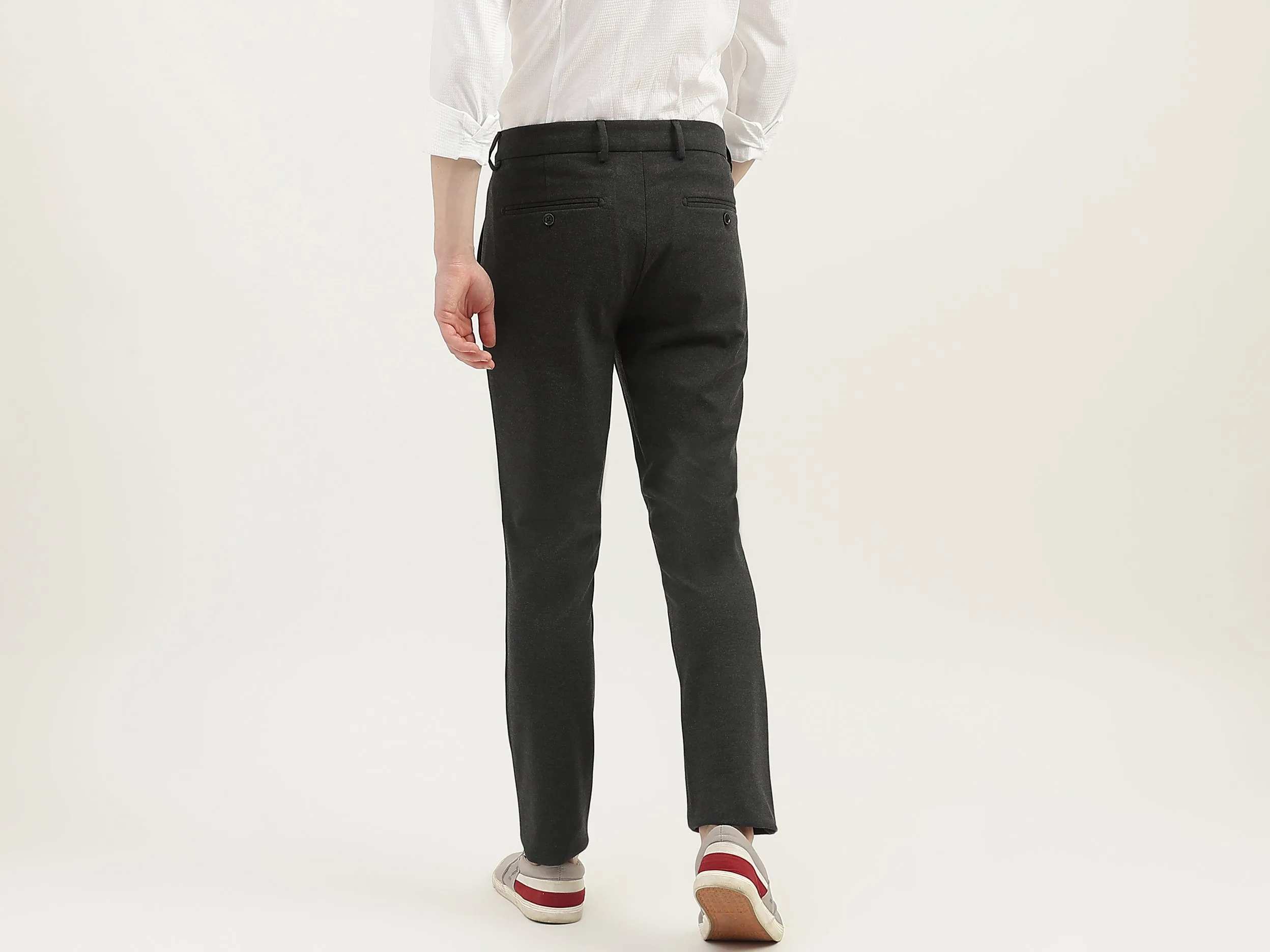 Men Textured Slim Fit Trousers