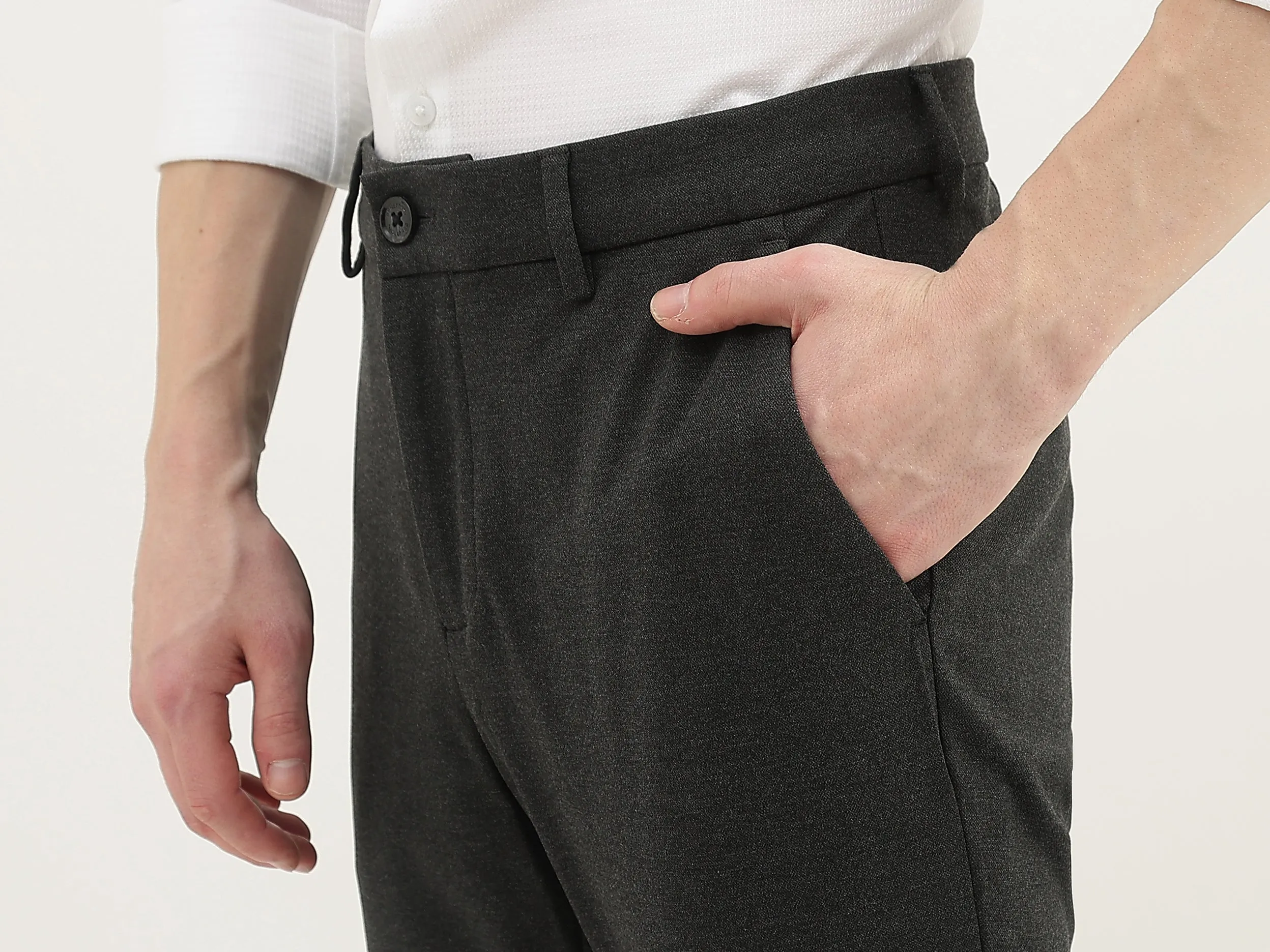 Men Textured Slim Fit Trousers