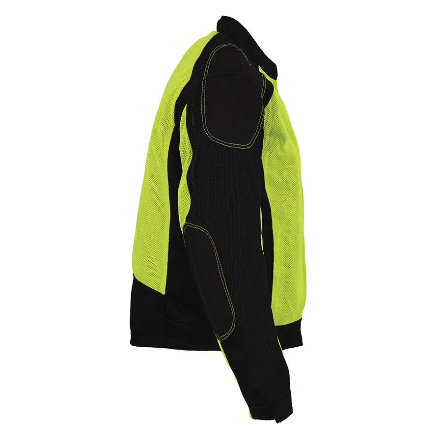 Mens Motorcycle High Visibility Mesh Racer Jacket with removable rain Jacket Liner and armors