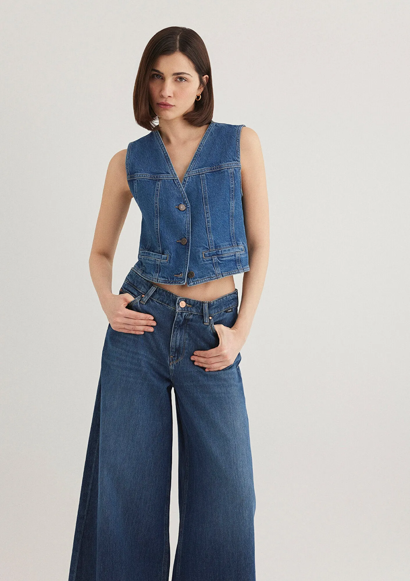 Merlin Dark Blue Denim Jean Vest