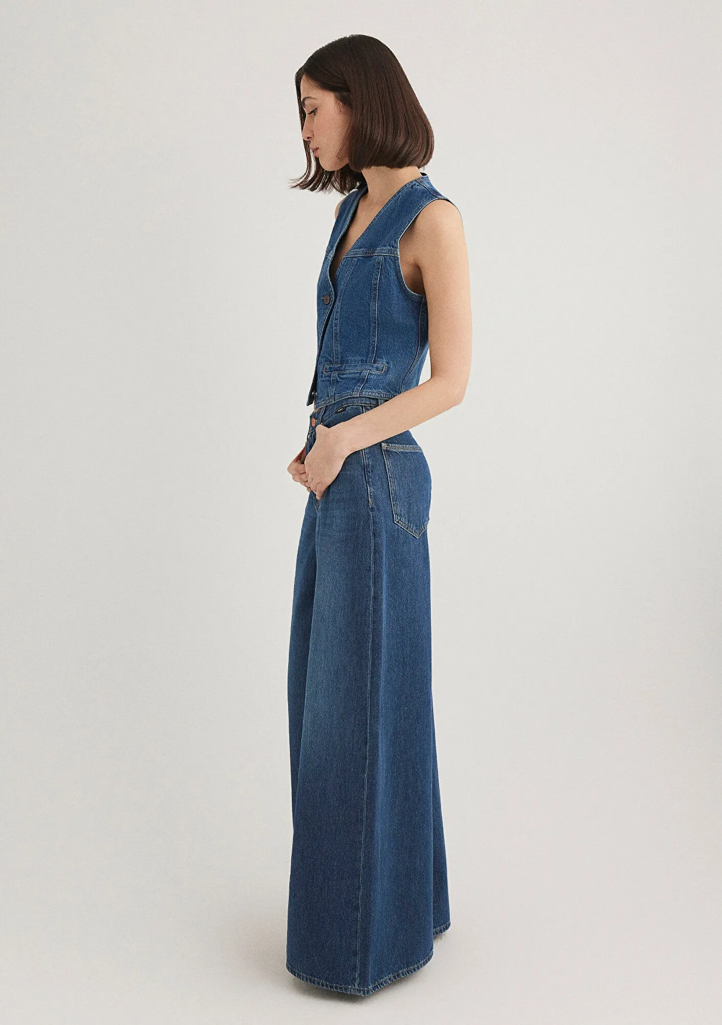 Merlin Dark Blue Denim Jean Vest