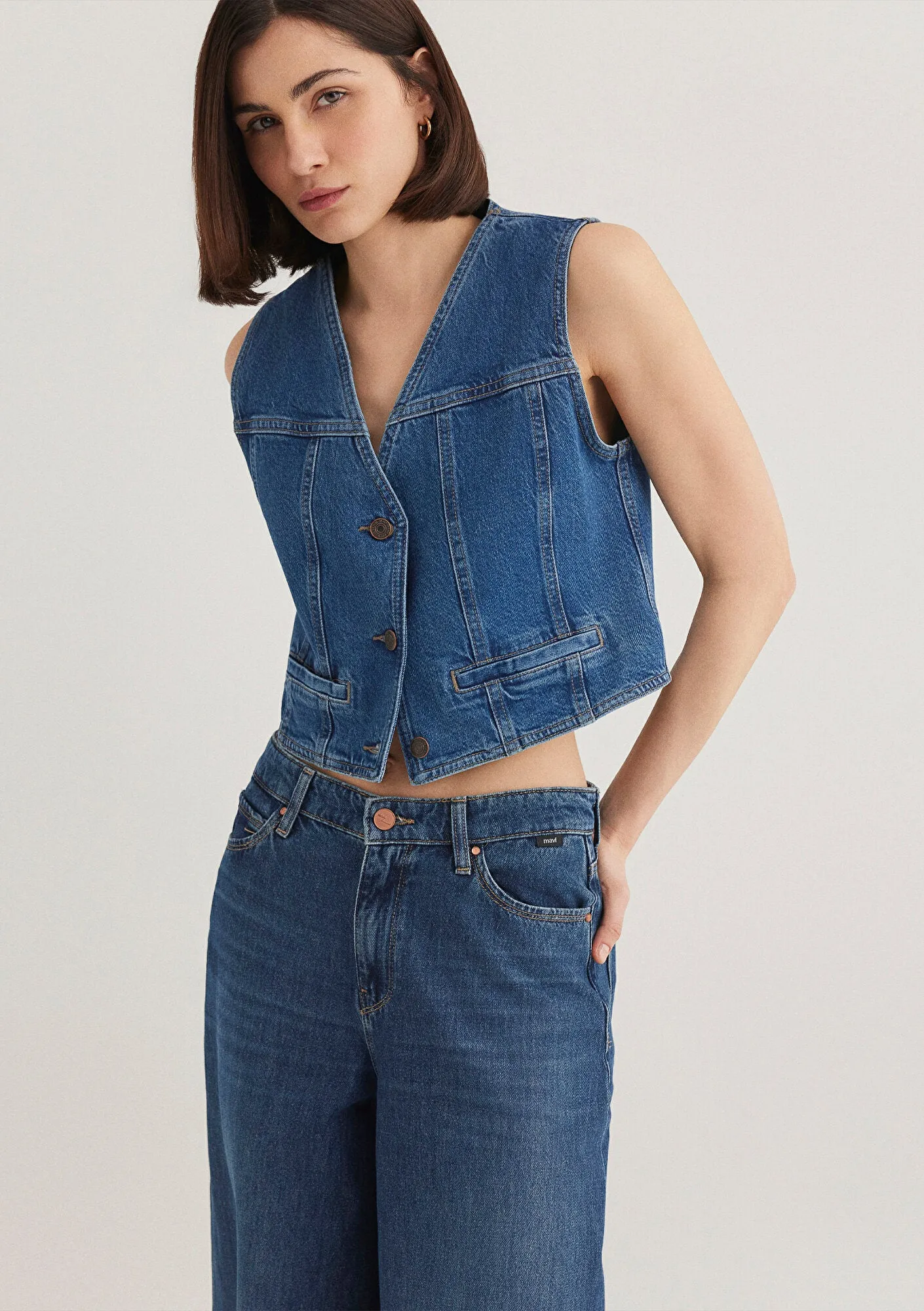 Merlin Dark Blue Denim Jean Vest
