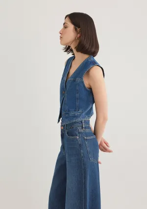 Merlin Dark Blue Denim Jean Vest