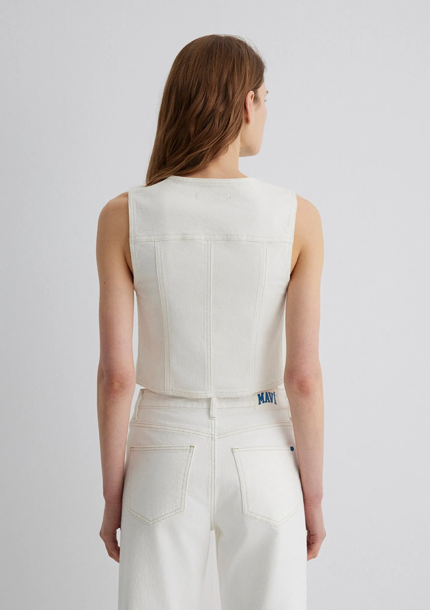 Merlin Off White Denim Jean Vest