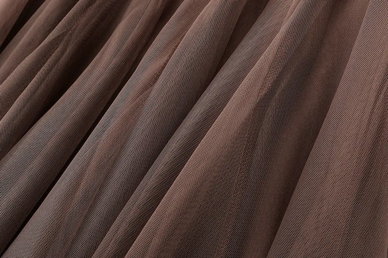 Mid-length Mesh Skirt Pleated Skirt A-line Skirt