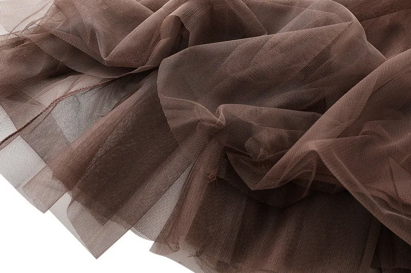 Mid-length Mesh Skirt Pleated Skirt A-line Skirt