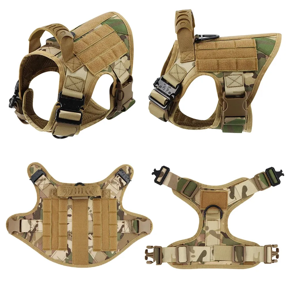 Military Large Dog Harness Collar Leash Bags Patches Set Pet Malinois Training Vests Tactical K9 Dogs Harnesses Accessories