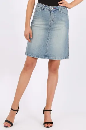 MISS PINKI Camille Knee Length Denim skirt light blue wash