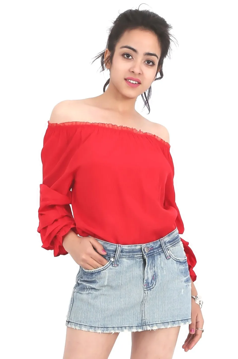 MISS PINKI Zoey Denim Mini Skirt in light blue wash