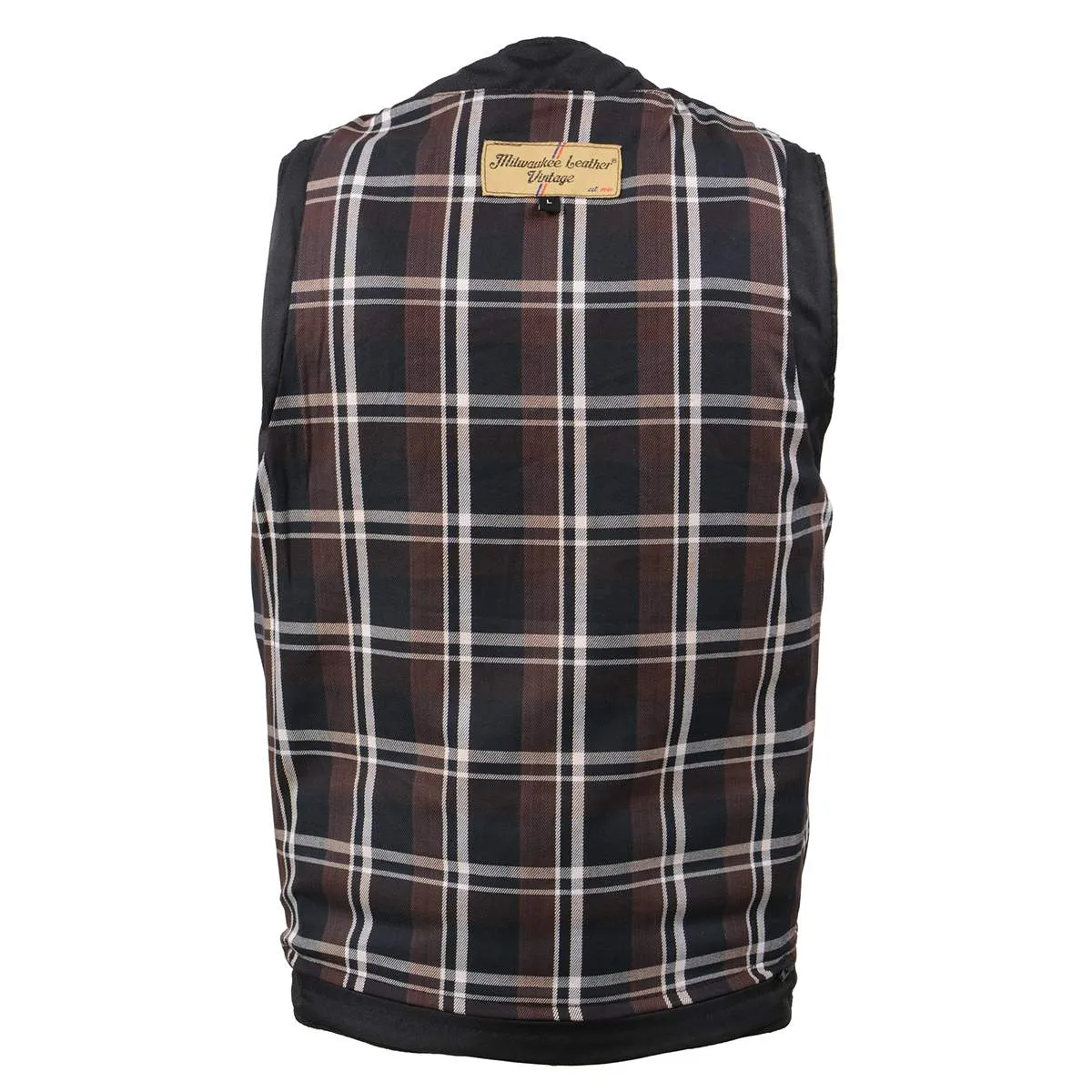 MLM3518 Men's Gambler Snap Front Vintage Crazy Horse Brown Motorcycle Leather Vest