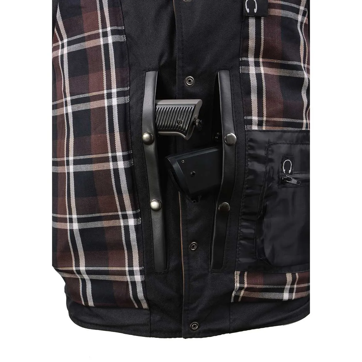 MLM3518 Men's Gambler Snap Front Vintage Crazy Horse Brown Motorcycle Leather Vest