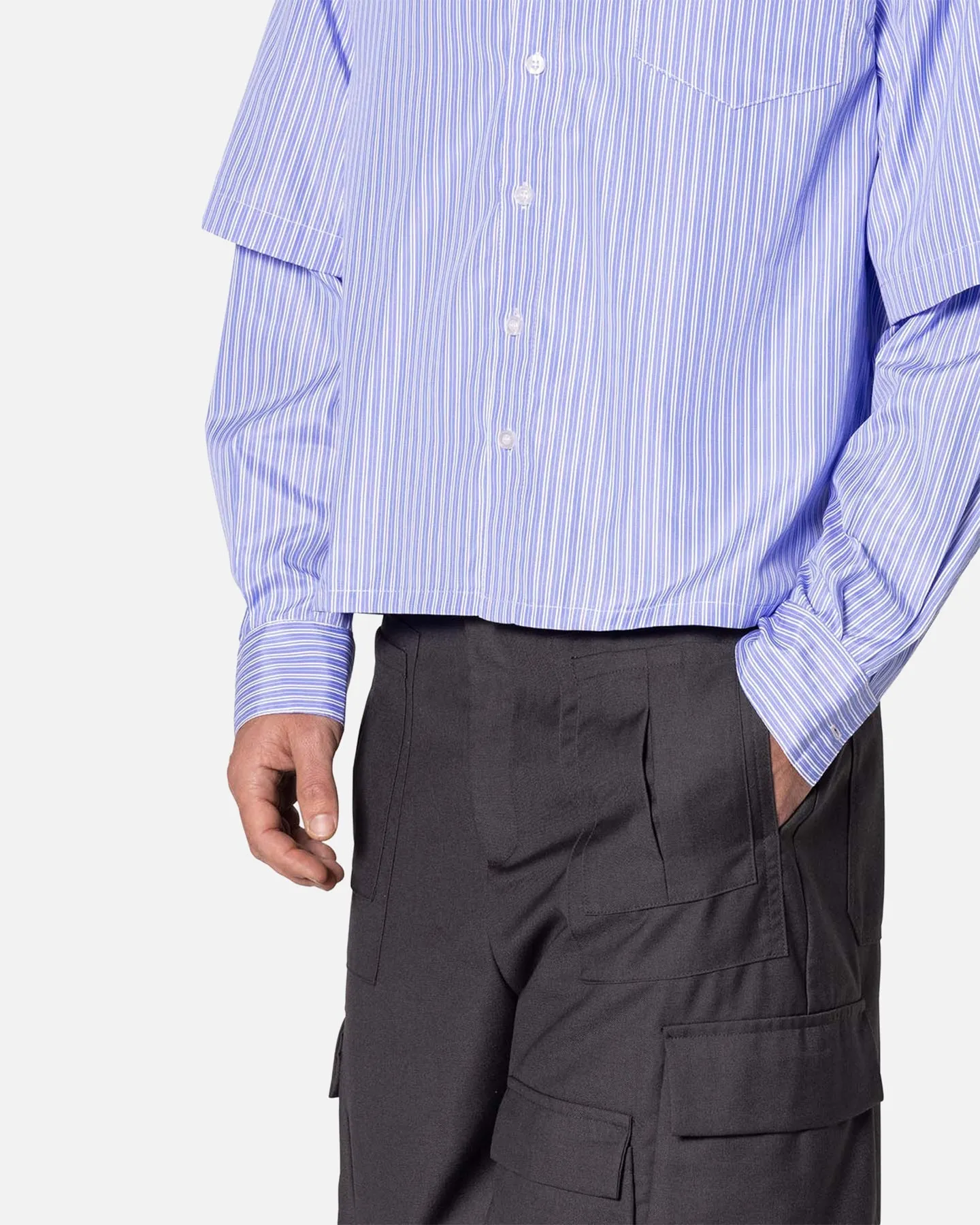 MNML Double Layer Pinstripe Shirt Blue