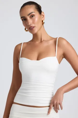 Modal Ruched Layered Tank Top in White
