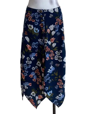 Navy Blue Floral Skirt