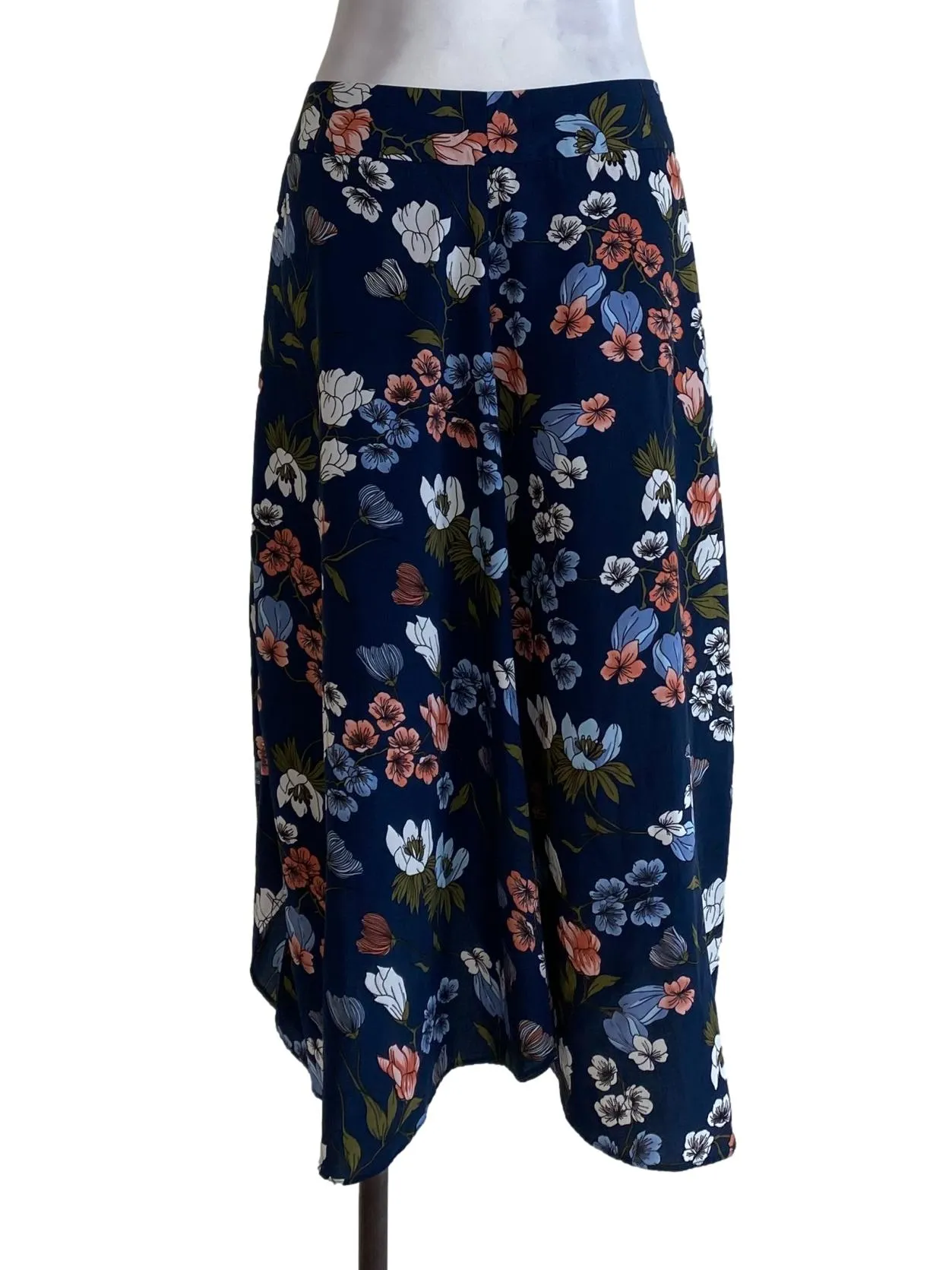 Navy Blue Floral Skirt