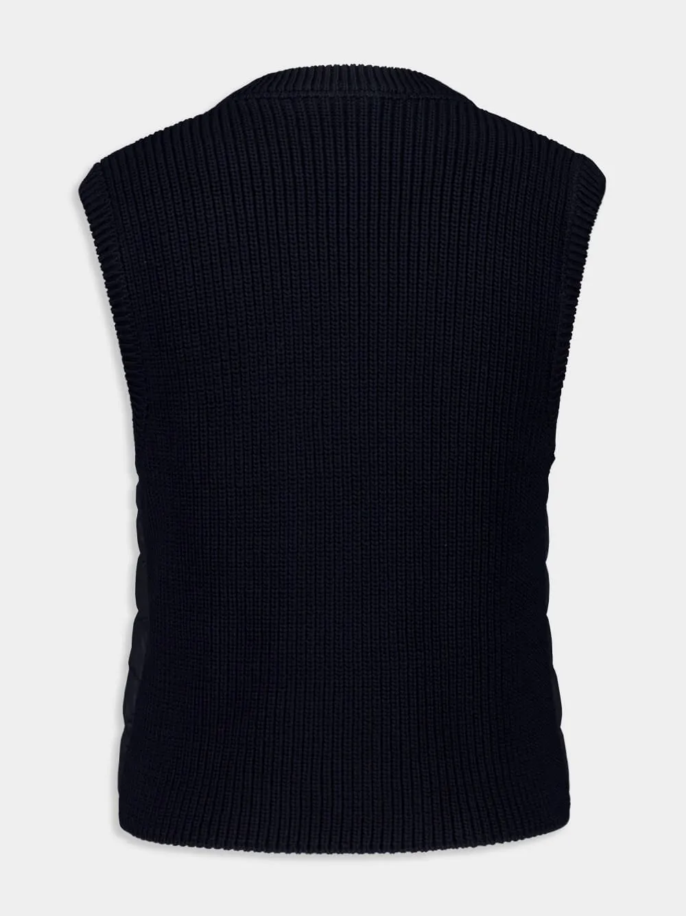 Navy Blue Tricot Panel Padded Gilet