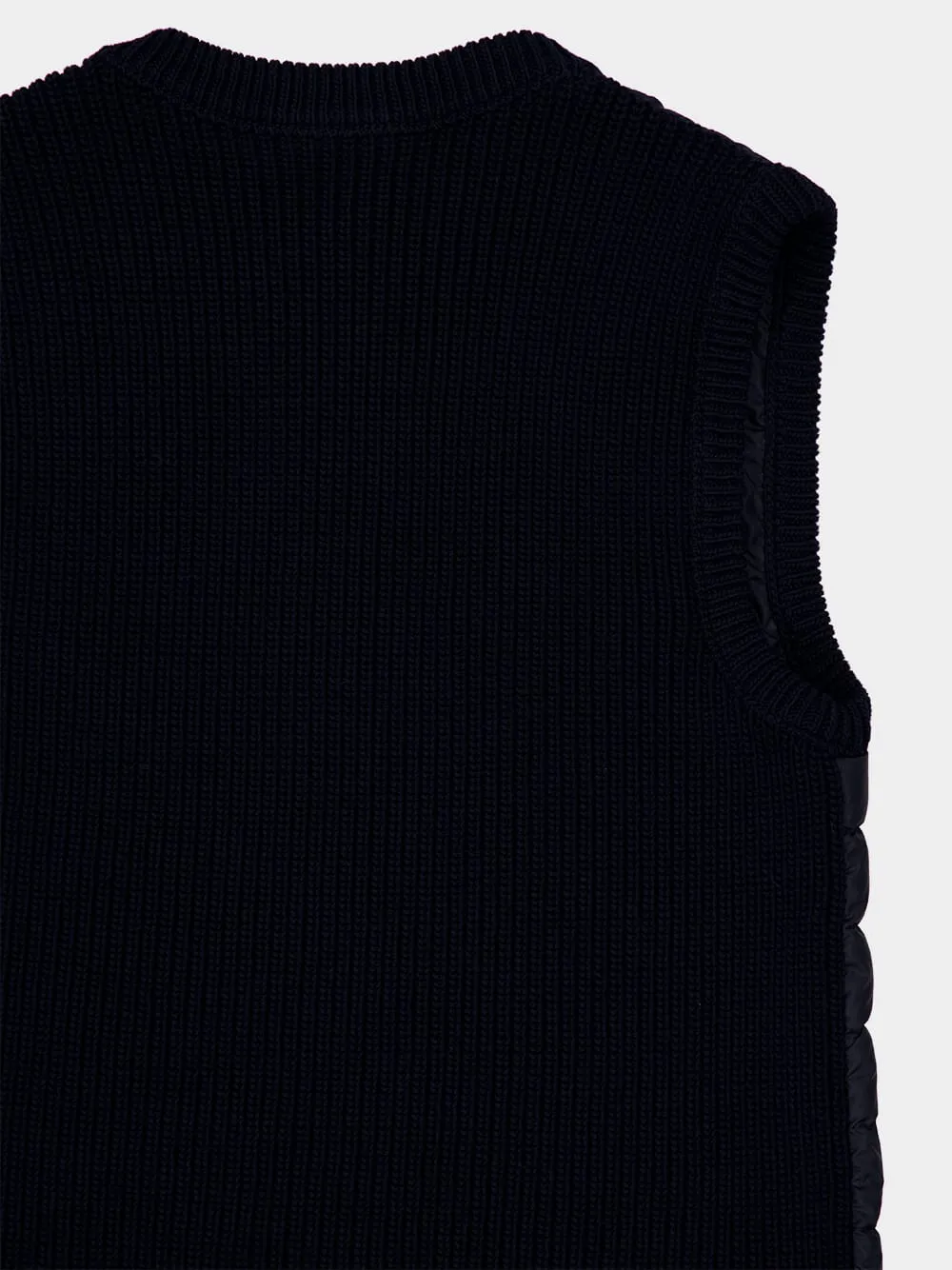 Navy Blue Tricot Panel Padded Gilet
