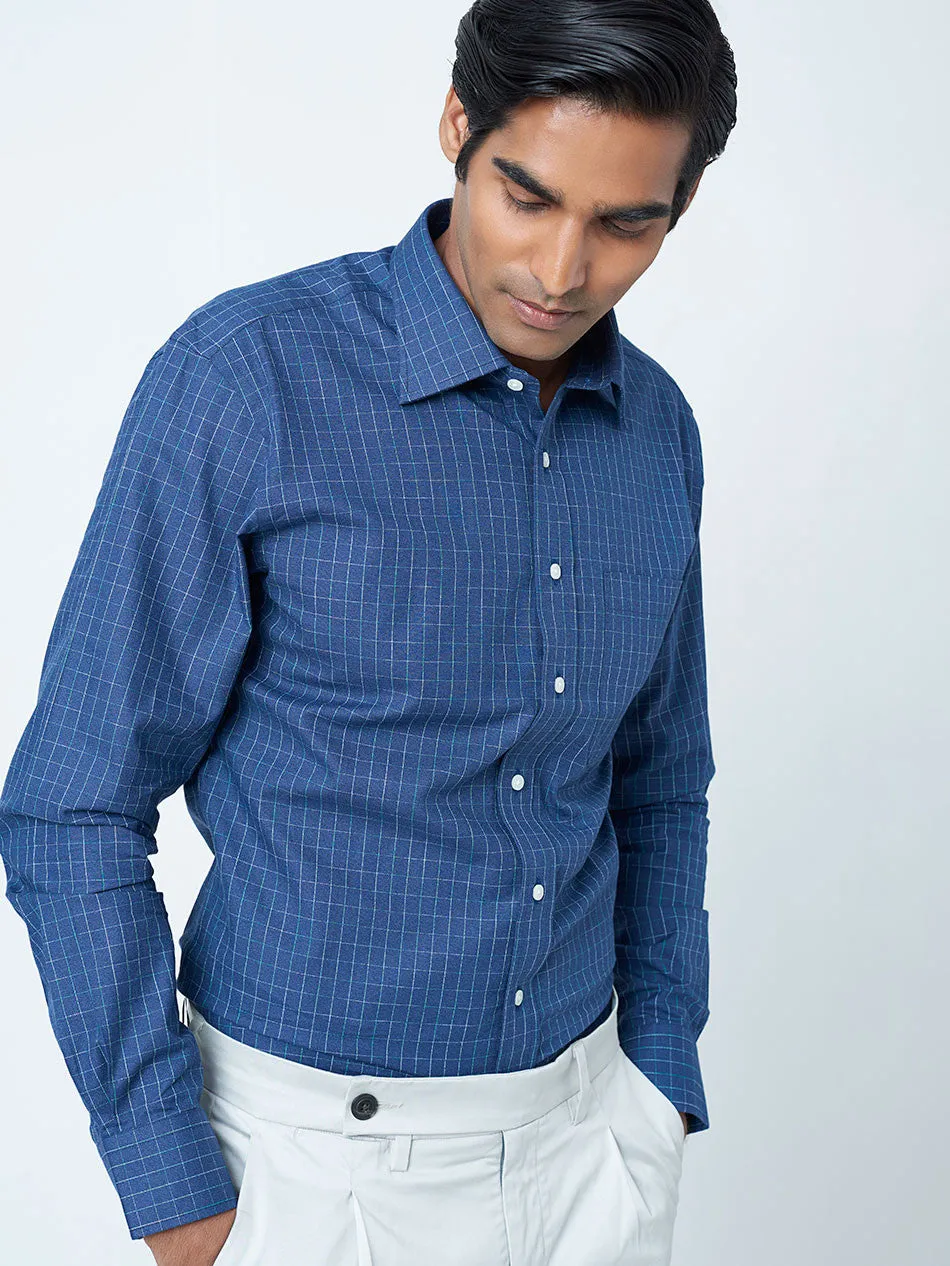 NAVY TEXTURED SPACEDYED SHIRT