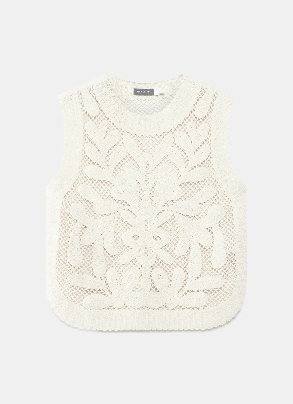 Neutral Cotton Crochet Top
