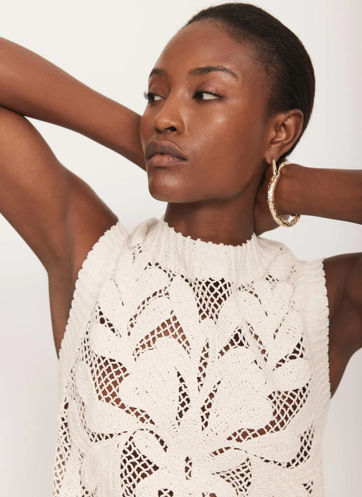 Neutral Cotton Crochet Top