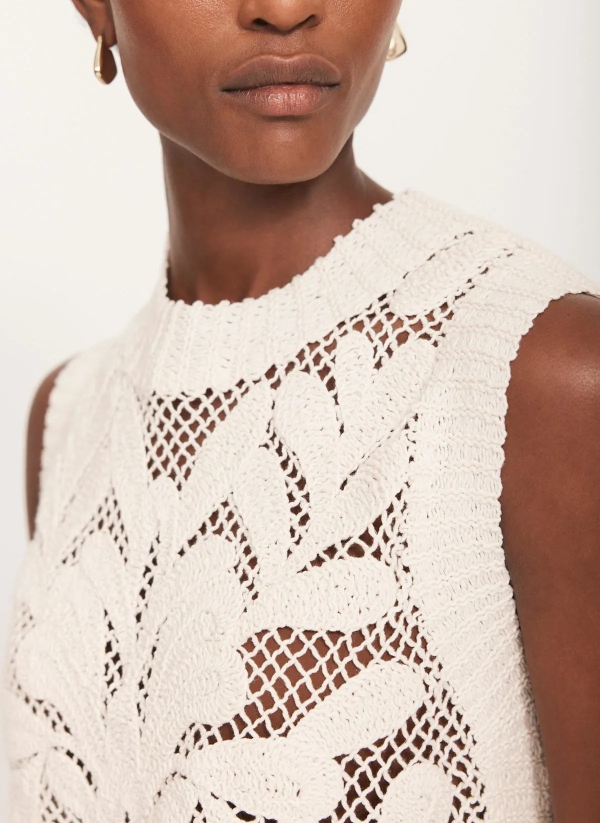 Neutral Cotton Crochet Top