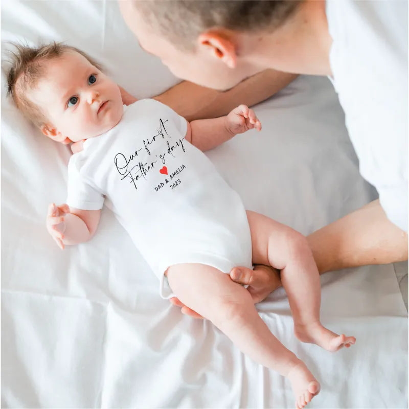Our First Father's Day Daddy Matching T-shirt and Baby grow