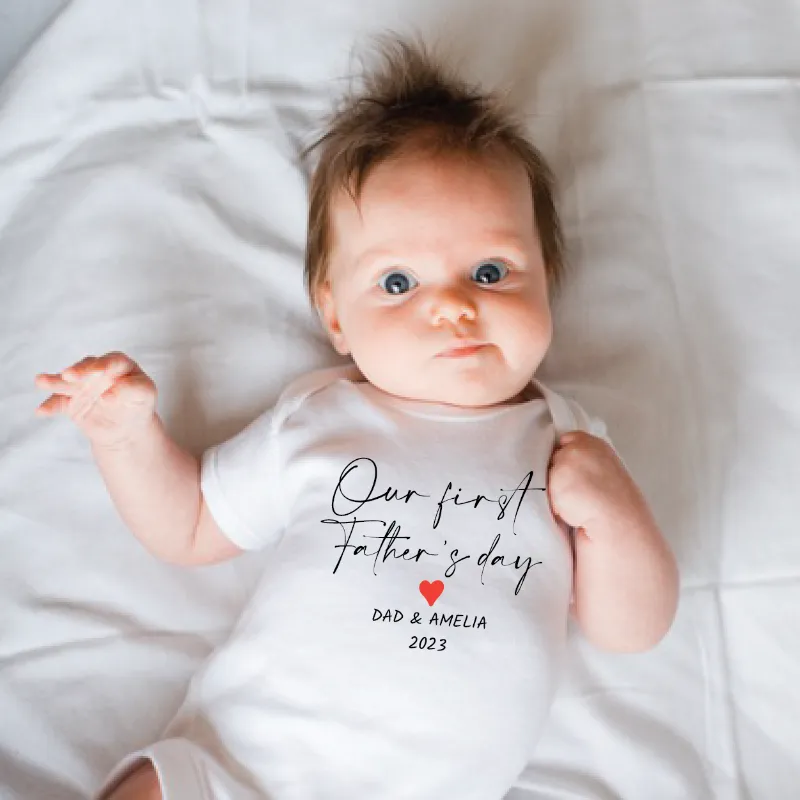 Our First Father's Day Daddy Matching T-shirt and Baby grow
