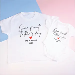 Our First Father's Day Daddy Matching T-shirt and Baby grow