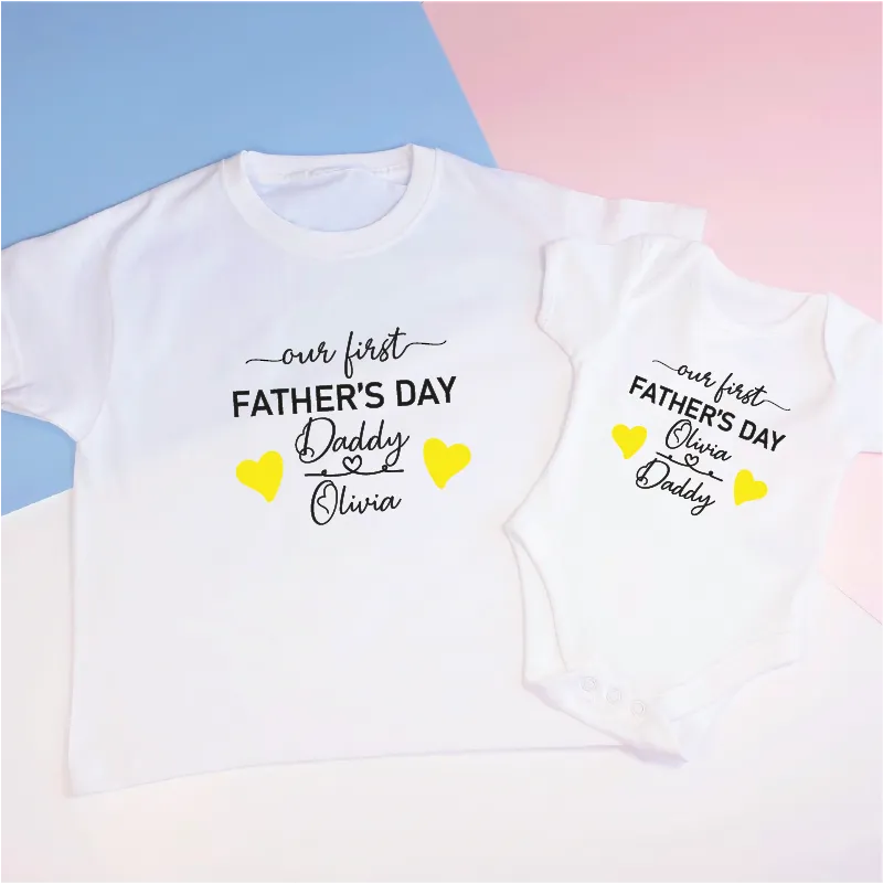 Our First Fathers Day Matching T-Shirt and Baby Grow Set