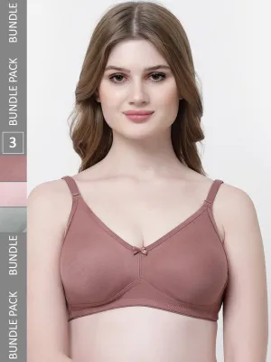Pack Of 3 Medium Coverage Non Padded Everyday Backless Bra With All Day Comfort